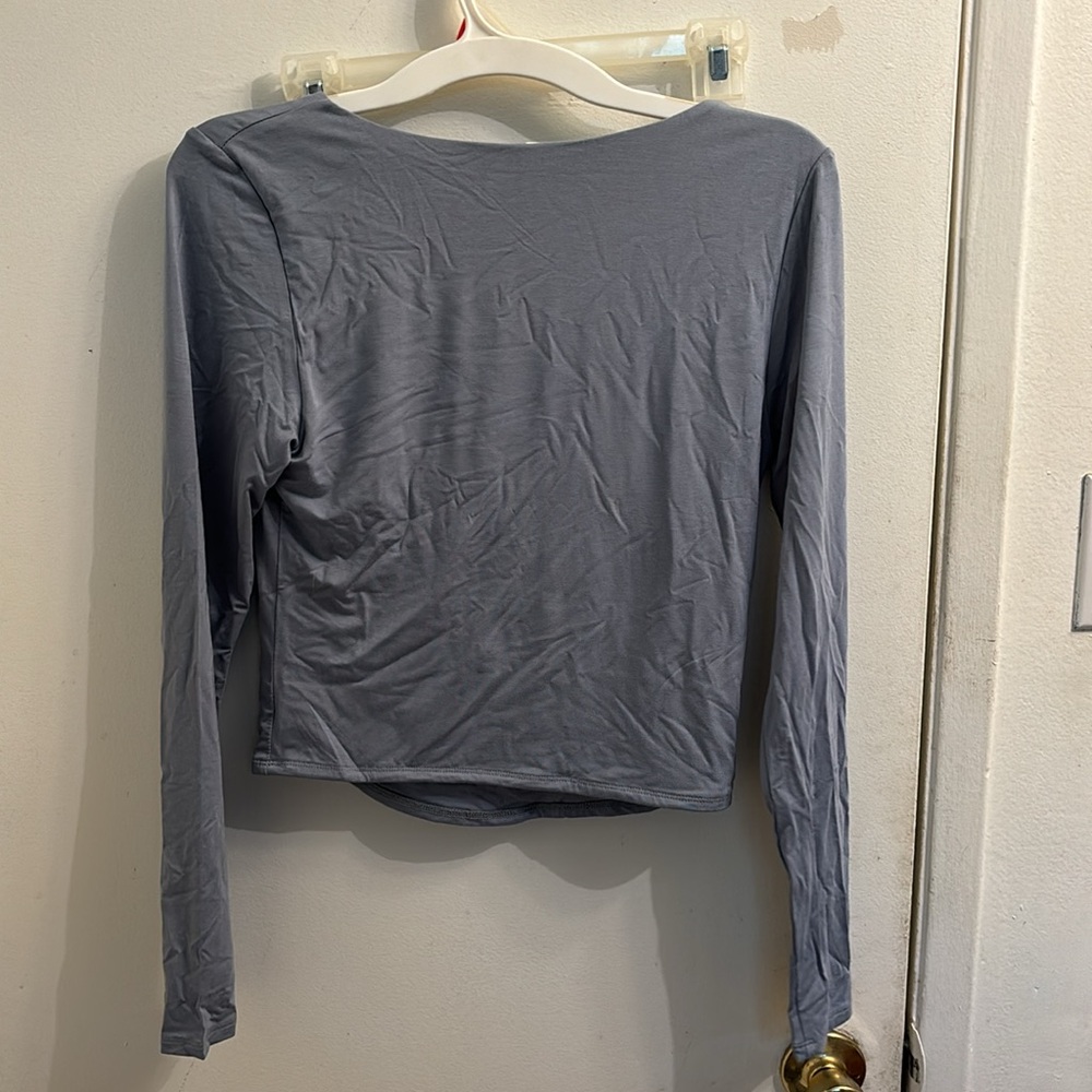 Blue Long Sleeve Cropped Shirt Be Cool Large, Never worn with tags - Picture 4 of 5